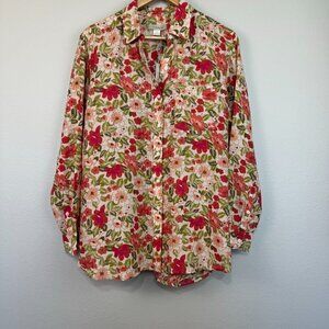 Outerknown Women's Button Up Long Sleeve Shirt‎ Floral Multicolor Organic Cotton